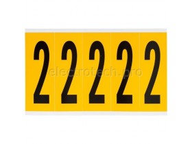 Цифра 2 Brady, черный на желтом, 5 шт, 44x127 мм, 25 шт.