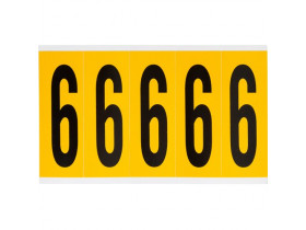 Цифра 6 Brady, черный на желтом, 5 шт, 44x127 мм, 25 шт.