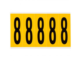 Цифра 8 Brady, черный на желтом, 5 шт, 44x127 мм, 25 шт.