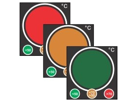 Этикетки обратимые Brady til-10-50c-70c обратимая этикетка,3-уровневая индикация температуры 50-70°c,в упаковке, желтый,зеленый,red, 48x58 мм, 10 шт