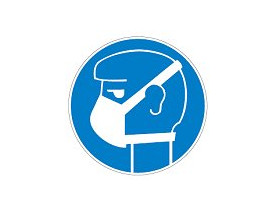 Знак безопасности предписывающий работать в средствах индивидуальной защиты органов дыхания Brady 50 мм, b-7541, Ламинация, pic 253, Полиэстер, 250 шт
