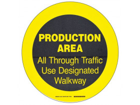 Табличка напольная production area Brady наполная самоклеющаяся с надписью,материал в-534,цвет мм, черный на желтом, 431.8