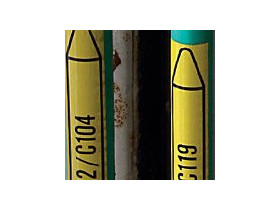 Стрелка для маркировки трубопровода Brady, черный на желтом, «drain», 26x200 мм, b-7520, 10 шт