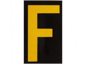 Буква F светоотражающая Brady, желтый на черном, 42x72 мм, b-946, Винил, 25 шт.
