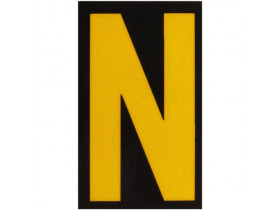 Буква N светоотражающая Brady, желтый на черном, 42x72 мм, b-946, Винил, 25 шт.