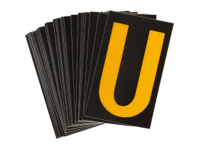 Буква U светоотражающая Brady, желтый на черном, 42x72 мм, b-946, Винил, 25 шт.