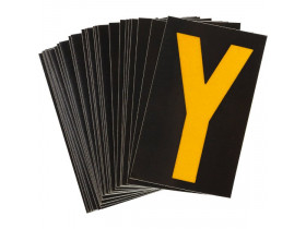 Буква Y светоотражающая Brady, желтый на черном, 42x72 мм, b-946, Винил, 25 шт.