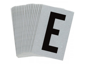 Буква E Brady, черный на серебряном,белом, 6 шт, 38x89 мм, b-946, Винил, 25 шт.