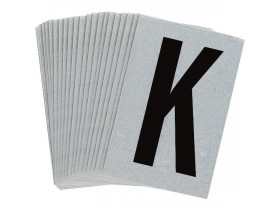 Буква K Brady, черный на серебряном,белом, 6 шт, 38x89 мм, b-946, Винил, 25 шт.