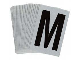 Буква M Brady, черный на серебряном,белом, 6 шт, 38x89 мм, b-946, Винил, 25 шт.