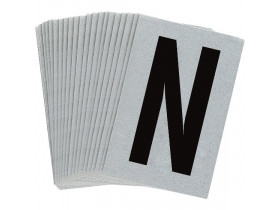 Буква N Brady, черный на серебряном,белом, 6 шт, 38x89 мм, b-946, Винил, 25 шт.
