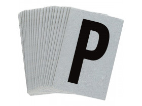 Буква P Brady, черный на серебряном,белом, 6 шт, 38x89 мм, b-946, Винил, 25 шт.