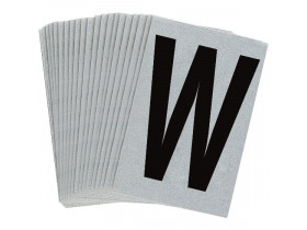 Буква W Brady, черный на серебряном,белом, 6 шт, 38x89 мм, b-946, Винил, 25 шт.