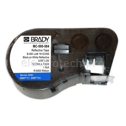 Светоотражающая лента Brady MC-500-584, белая, 12,70 мм * 6,1 м, печать чёрная (BMP41/51/53)